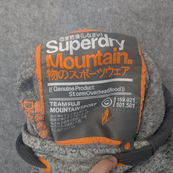 Superdry Mountain grey men hoodie outdoor style sweatshirt textured pullover XL - Picture 8 of 16